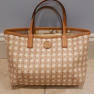 TORY BURCH Rattan Print Mini Tote with Removable I